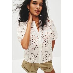 ba&sh Beatrice White Shirt Size L with fabric tear